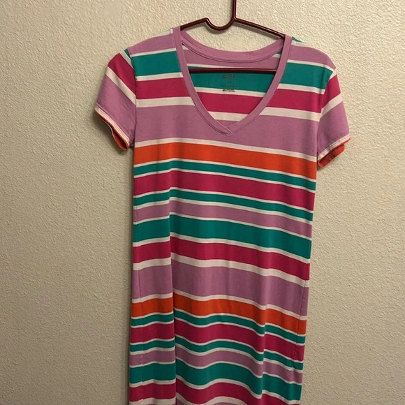 Gillian & O’Malley Women Horizontal Striped Short Sleeve Dresss Size Small - Picture 1 of 7